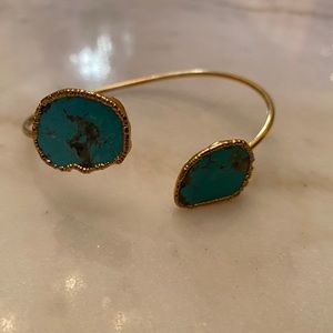 Turquoise and gold cuff
